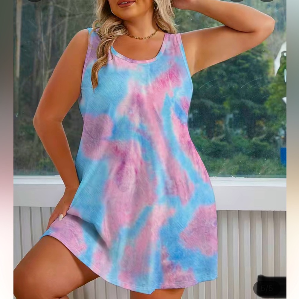 Tie Dye Dress Purple Blue